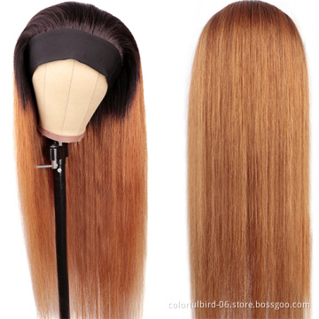 Head band 1b/30 Wigs Human Hair Glueless ombre straight Headband Wig Human Hair No Gel india Hair Wig With Haedband